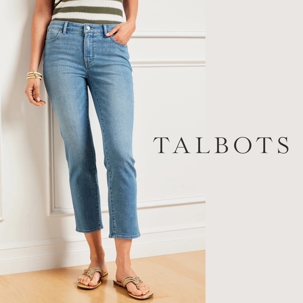 TALBOTS Petites Straight Crop Stretch Denim Jeans​​​​​​​